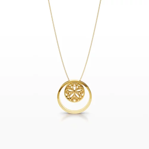 Circle Pendant with a Floral Pattern
