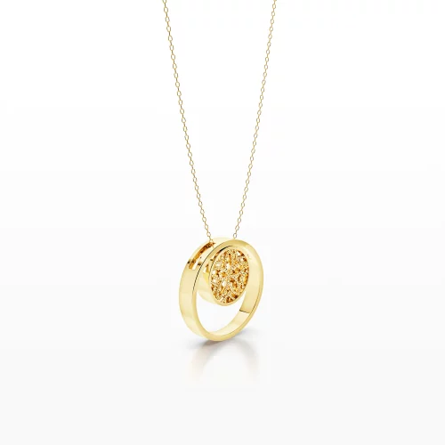 Circle Pendant with a Floral Pattern