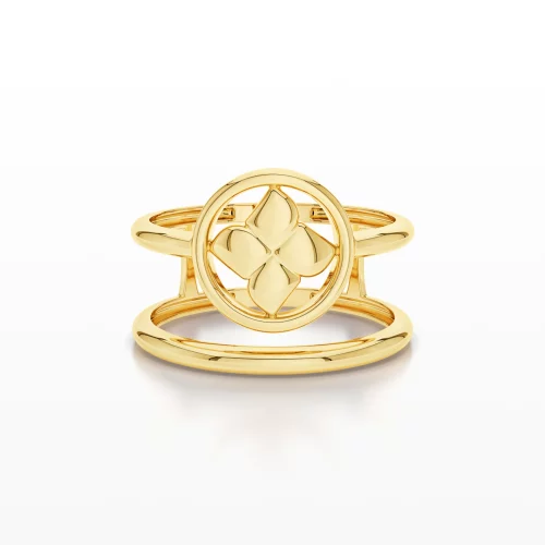 Double-Line Four-Leaf-Flower Ring