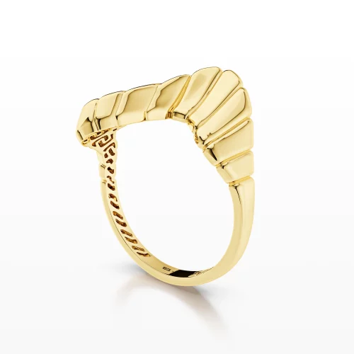Asymmetrical Curved Groove Ring