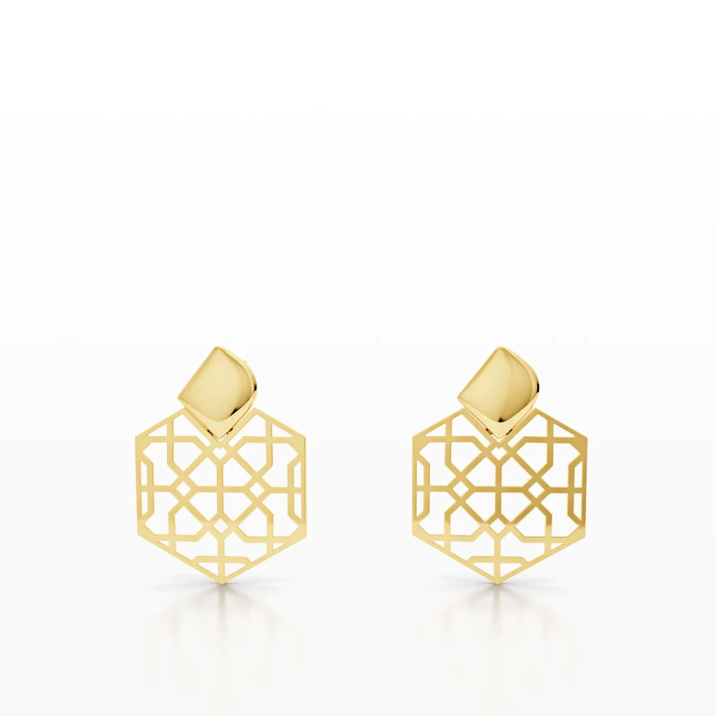 Traditional-Modern Hexagonal Earring