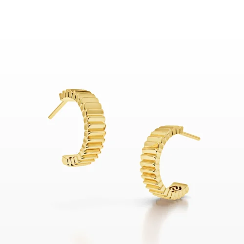 Grooved Crescent Earring