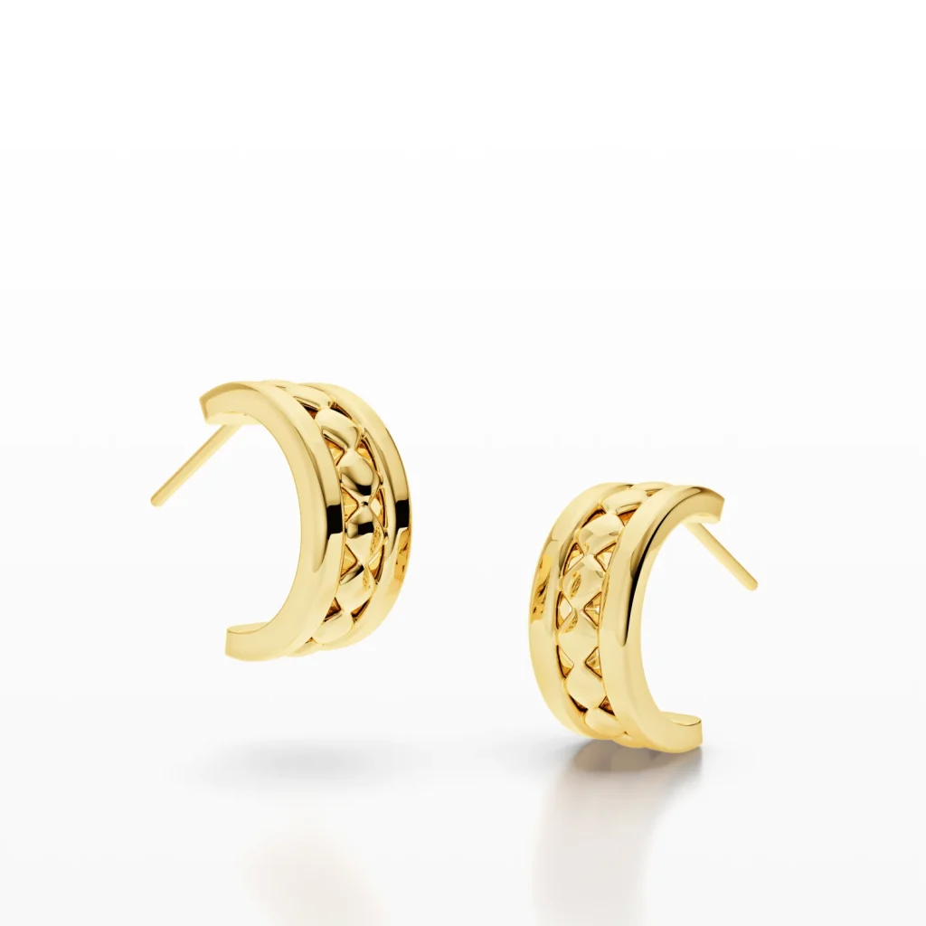 Line-and-Dot Crescent Earring