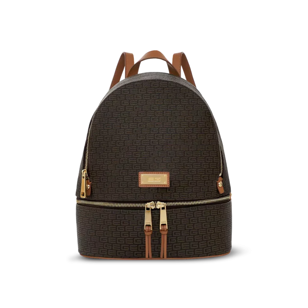 River Island monogram backpack in brown