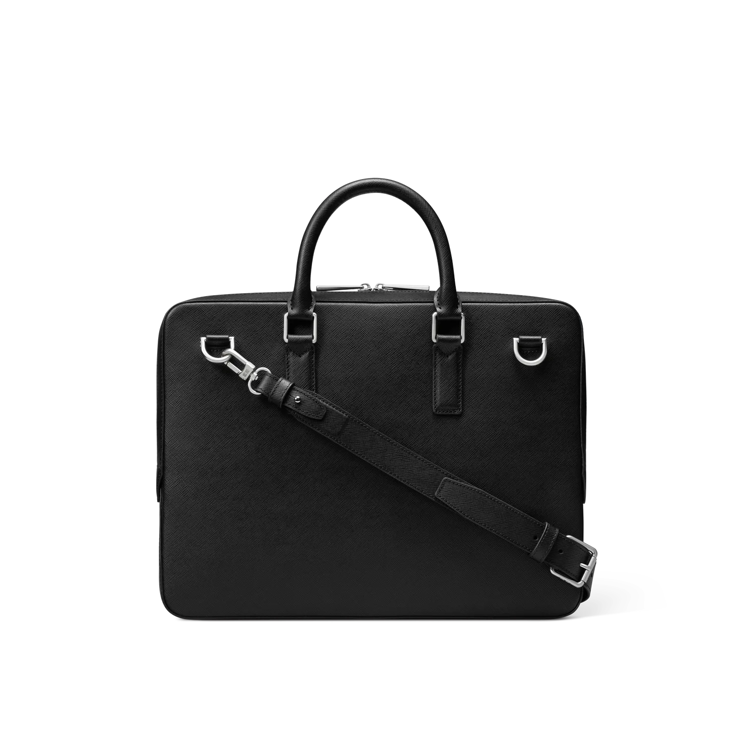 Slimline Diplomat EG Men Briefcase Black Silver NS-Saffiano-2 Slimline Diplomat EG